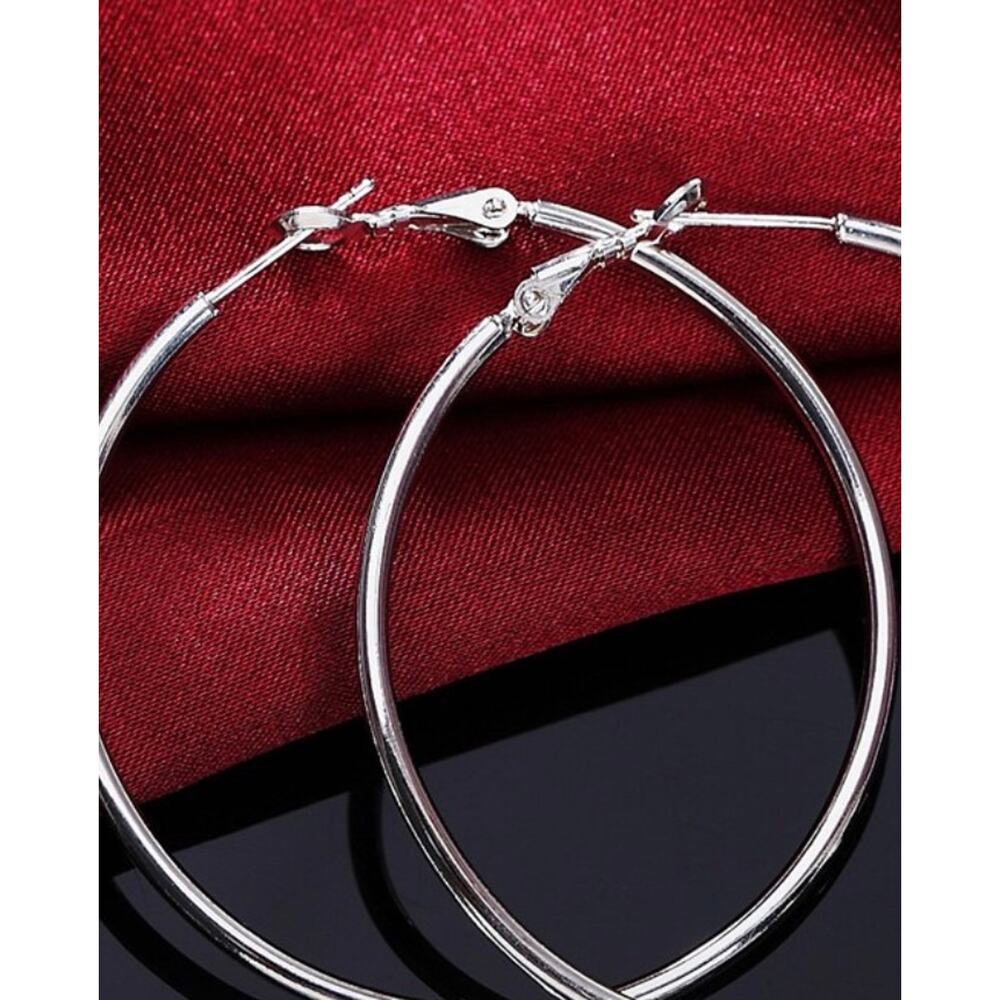50CM 925 Stamp Silver color 50CM hoop earrings Big circle High Quality